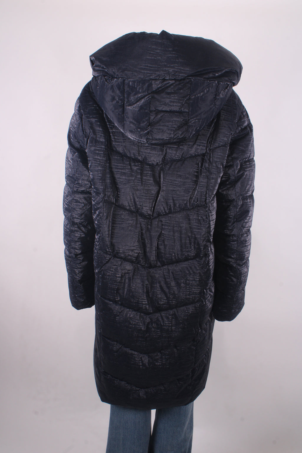 Donna Karan Asymmetric Zip Padded Coat Navy XL