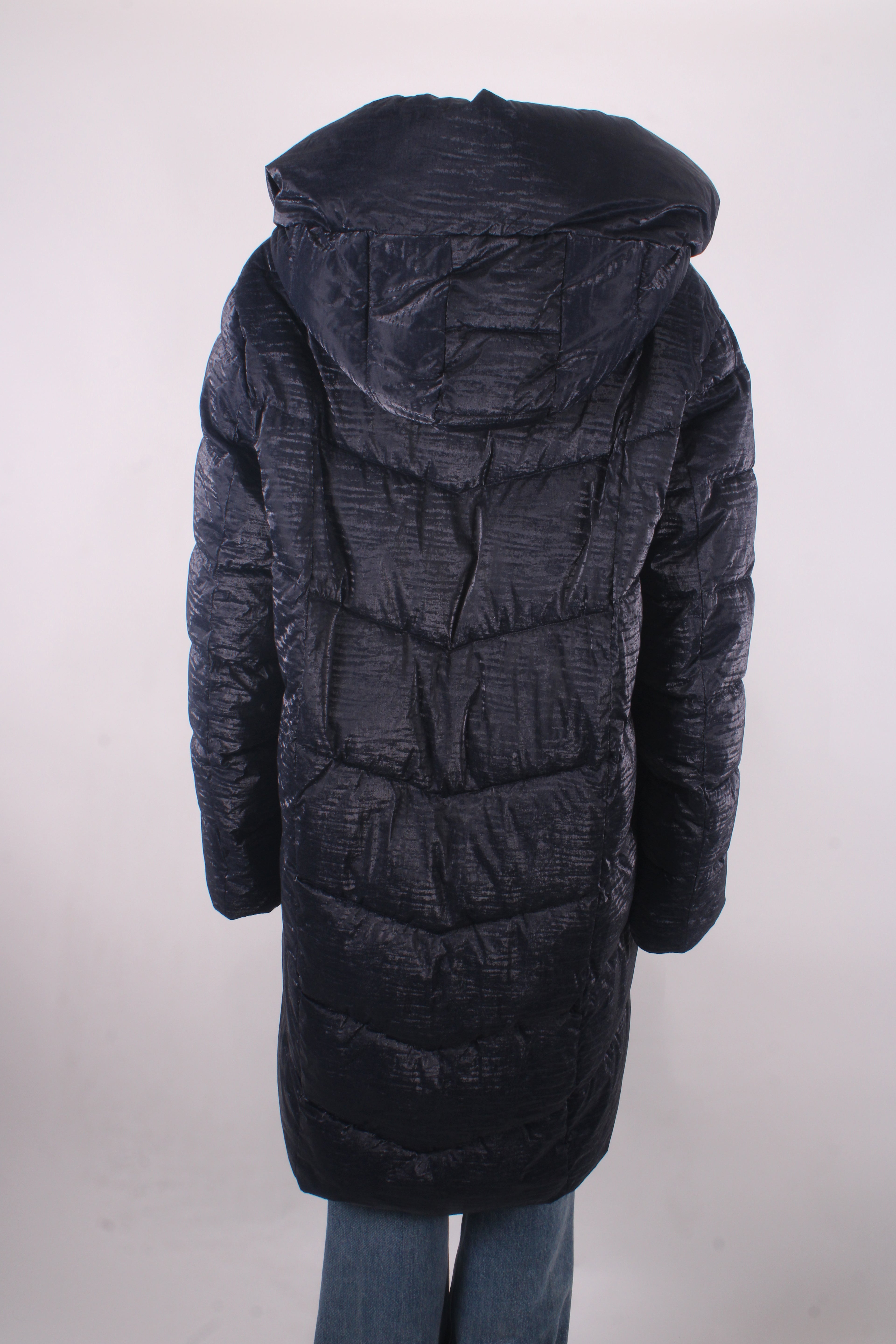 Donna Karan Asymmetric Zip Padded Coat Navy XL