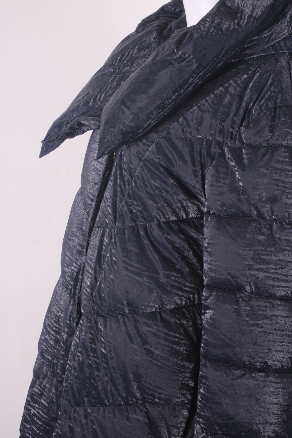 Donna Karan Asymmetric Zip Padded Coat Navy XL