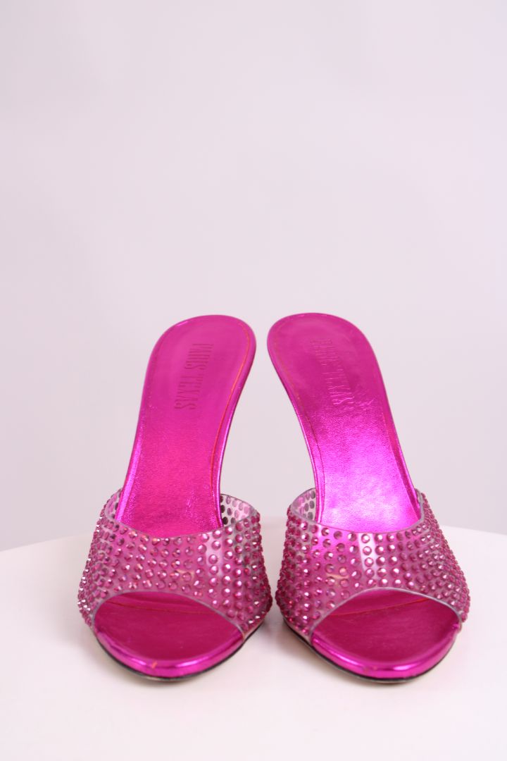 Paris Texas Crystal Mules Pink 38