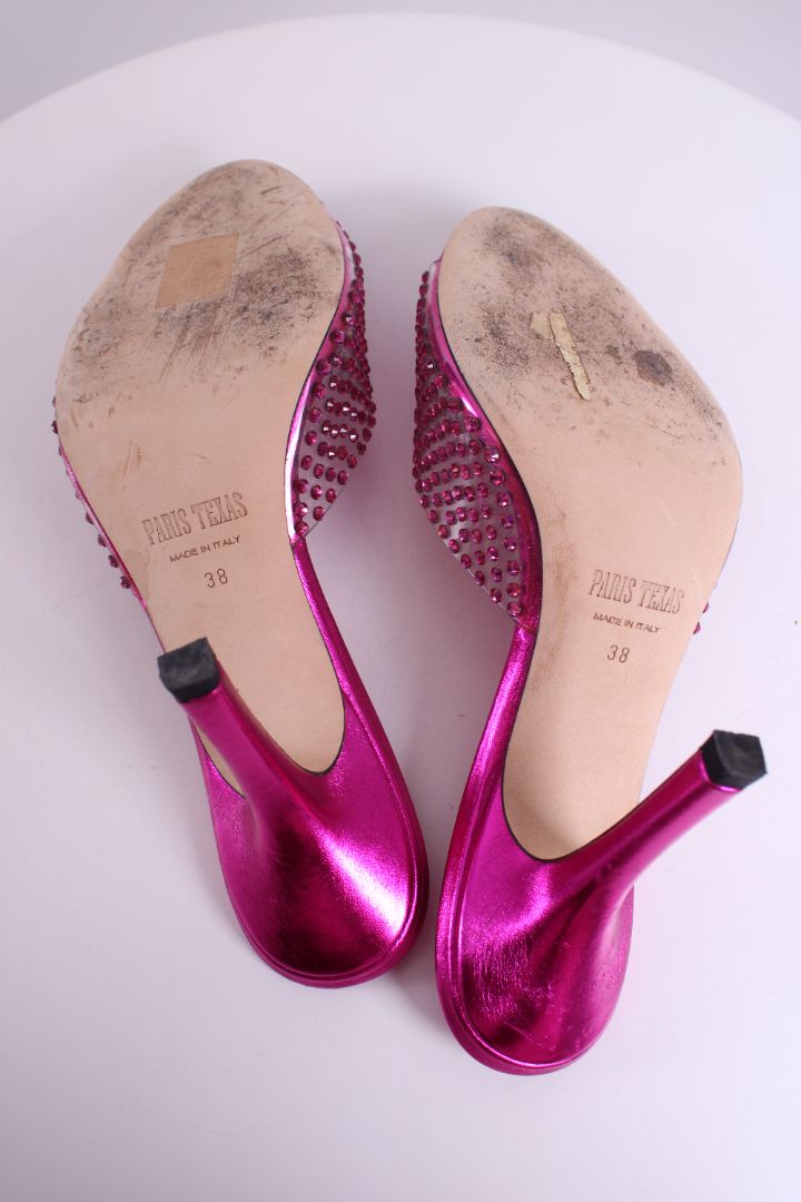 Paris Texas Crystal Mules Pink 38