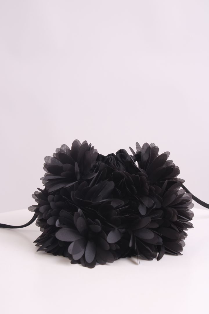 Selezza London Petal Pom Pom Pouch Bag Black