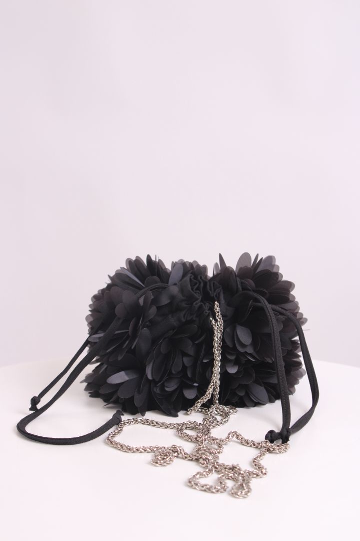 Selezza London Petal Pom Pom Pouch Bag Black