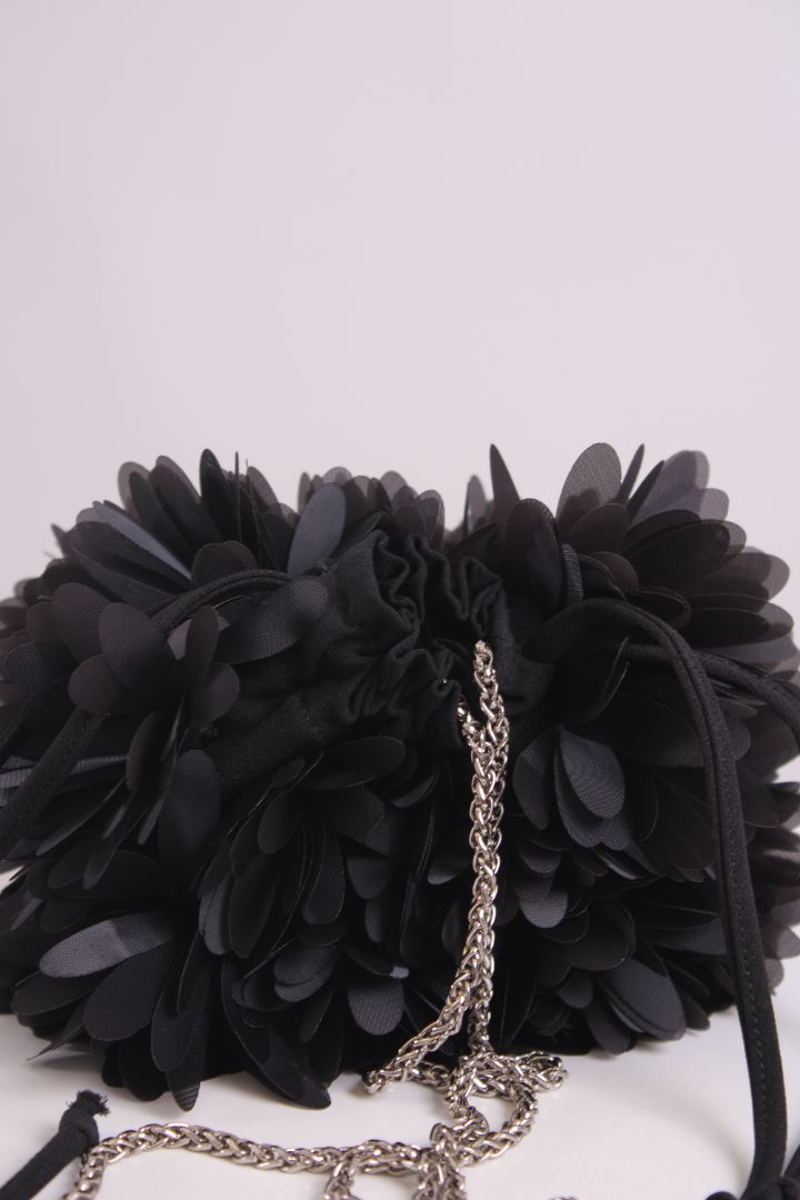 Selezza London Petal Pom Pom Pouch Bag Black