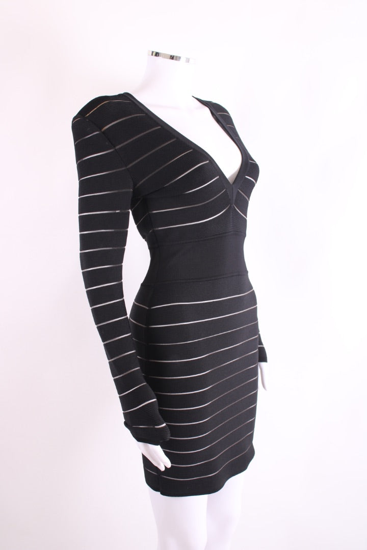 Balmain L/S Bodycon Dress Black 8
