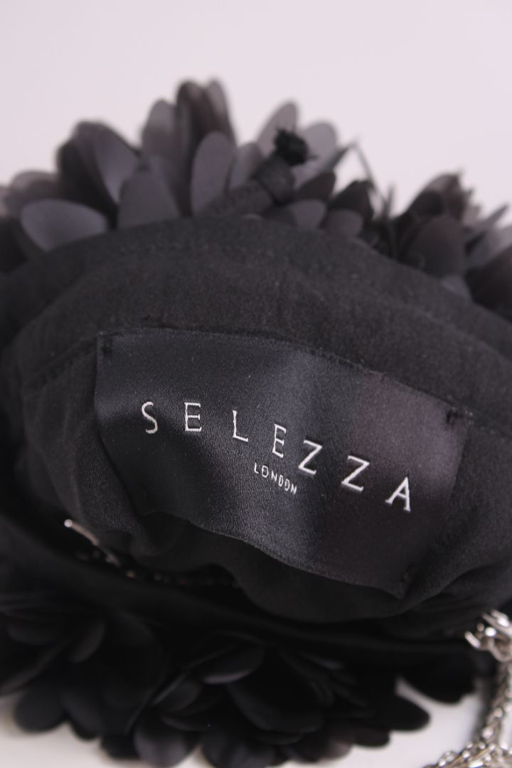 Selezza London Petal Pom Pom Pouch Bag Black