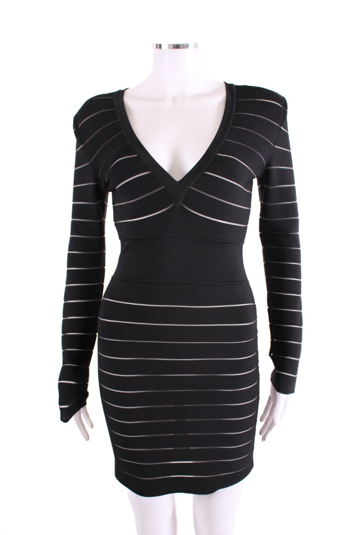 Balmain L/S Bodycon Dress Black 8