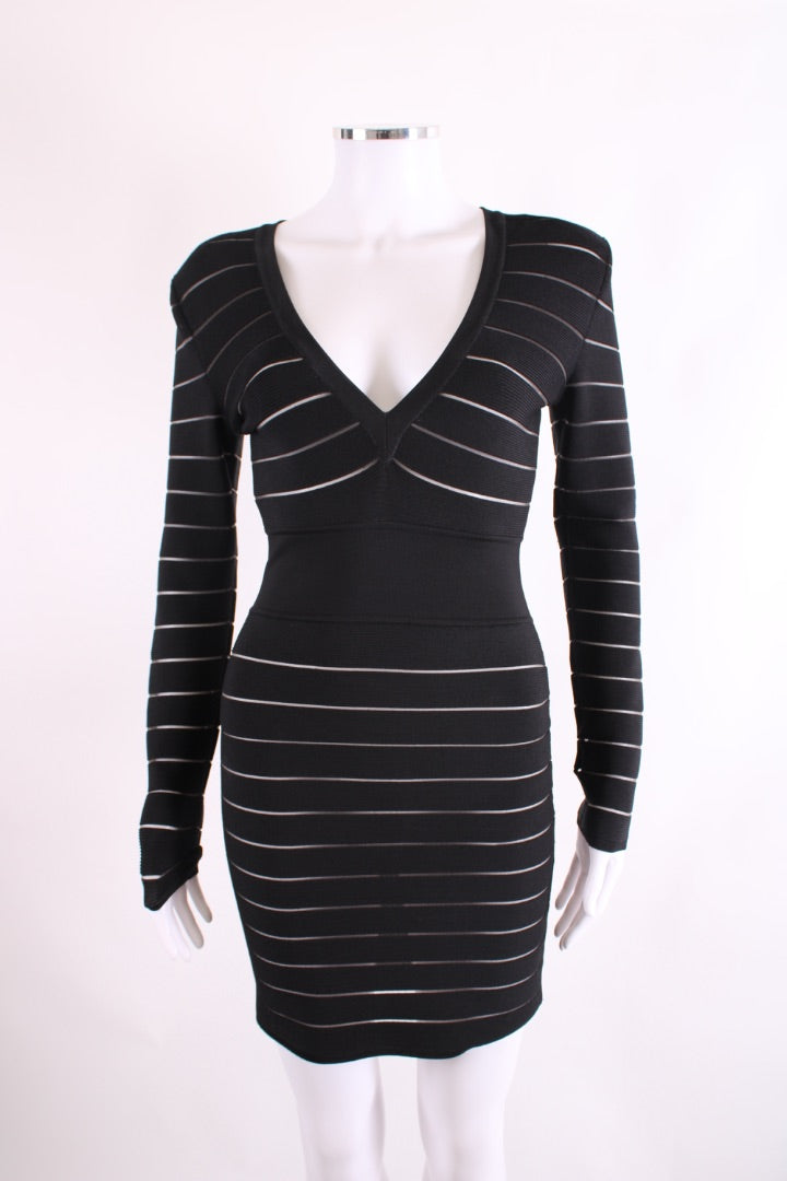 Balmain L/S Bodycon Dress Black 8