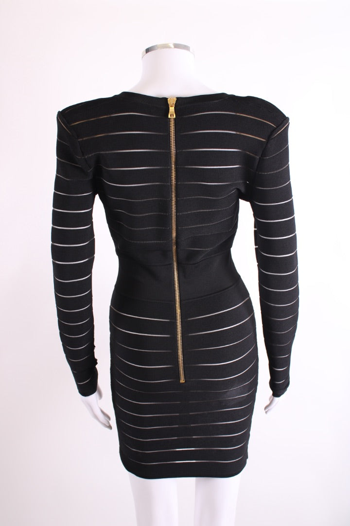 Balmain L/S Bodycon Dress Black 8