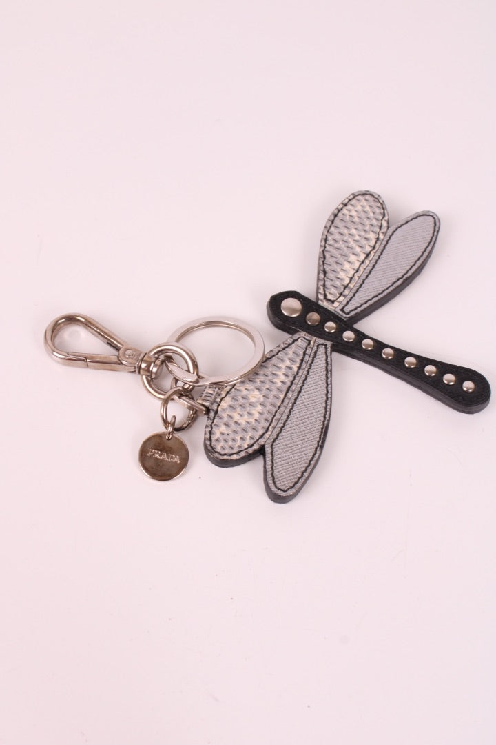 Prada Dragonfly Keychain Beige/ Silver