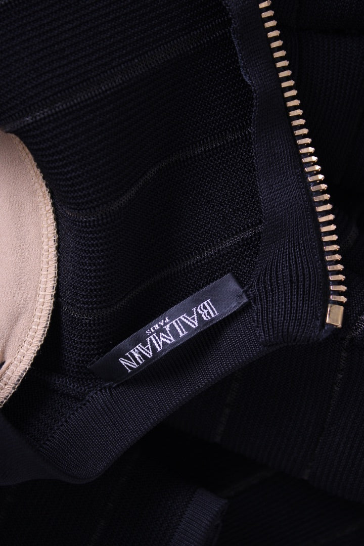 Balmain L/S Bodycon Dress Black 8