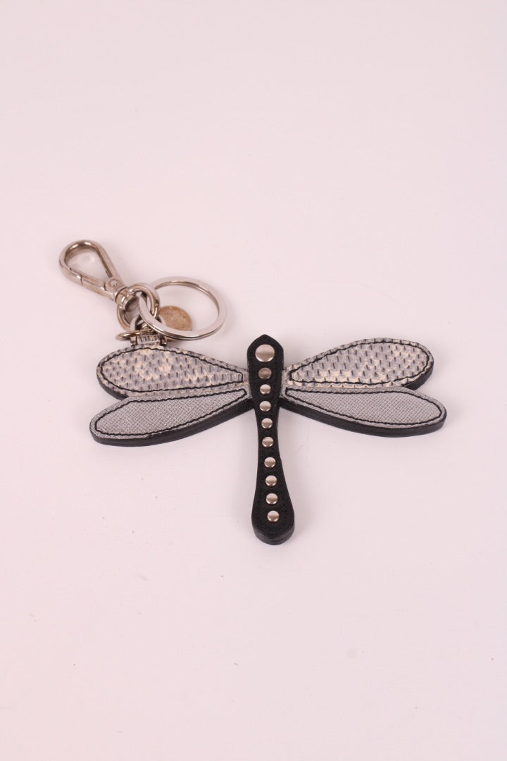 Prada Dragonfly Keychain Beige/ Silver