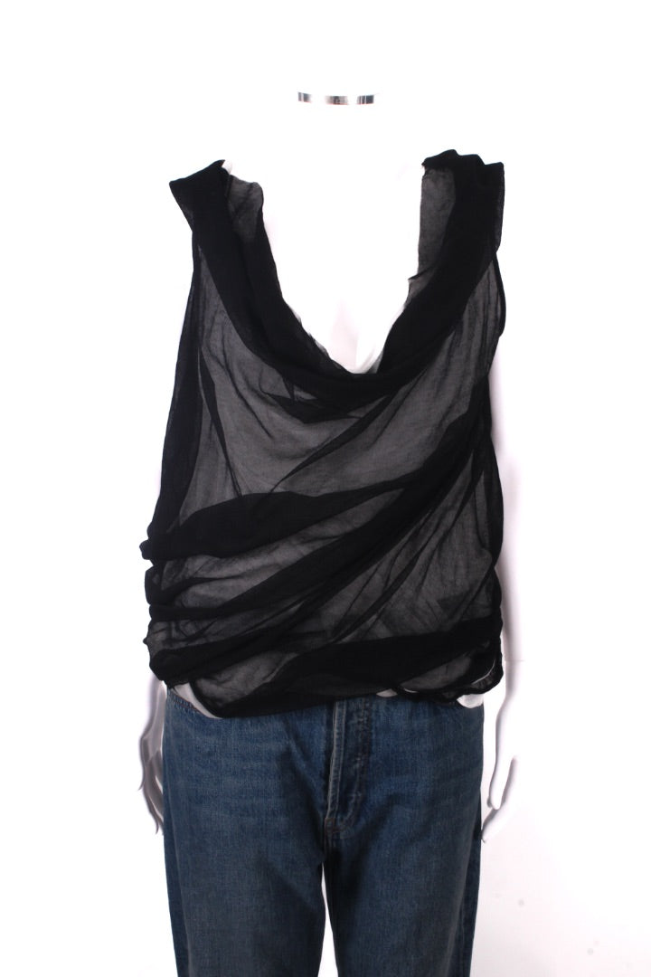 L.V.N Draped Double Layer Top Black & White 14