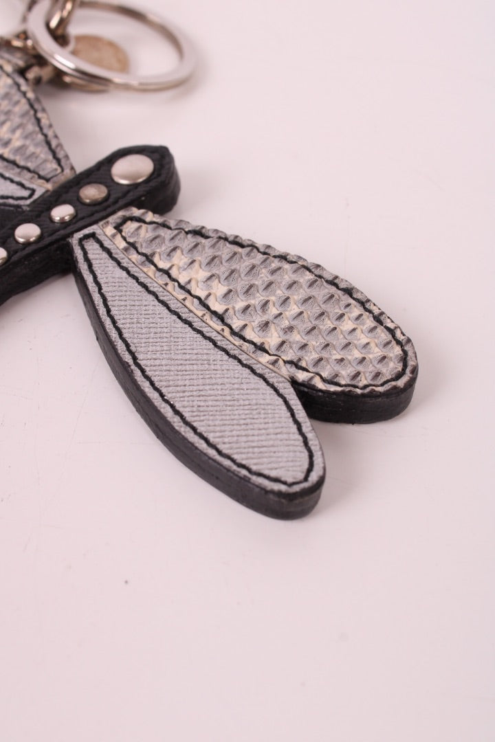 Prada Dragonfly Keychain Beige/ Silver