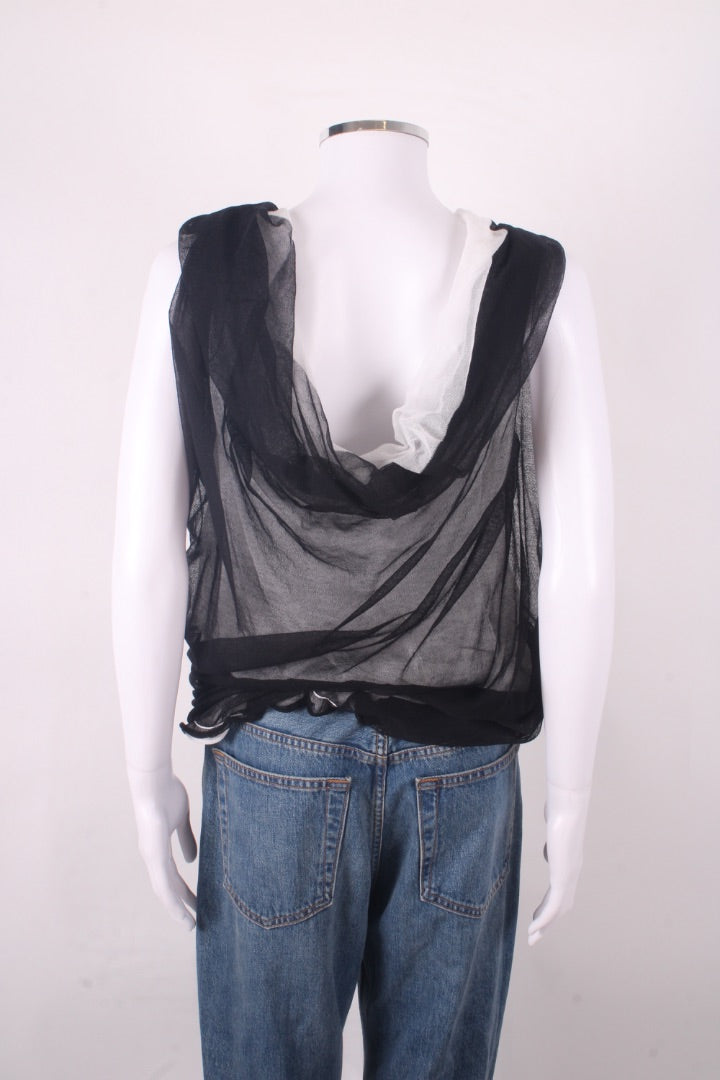 L.V.N Draped Double Layer Top Black & White 14