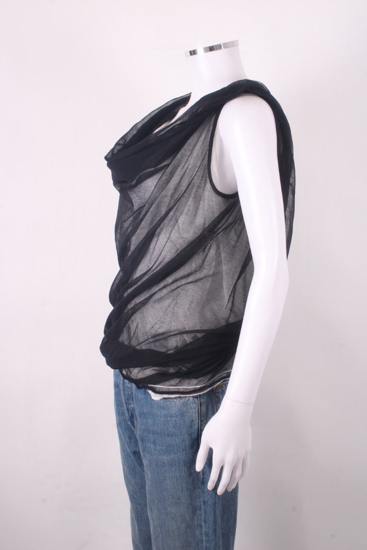 L.V.N Draped Double Layer Top Black & White 14