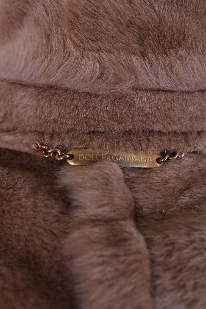 Dolce & Gabbana Leopard Pony Hair Reversible Coat Brown Suede 46