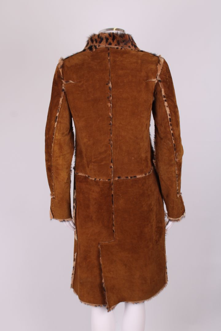 Dolce & Gabbana Leopard Pony Hair Reversible Coat Brown Suede 46