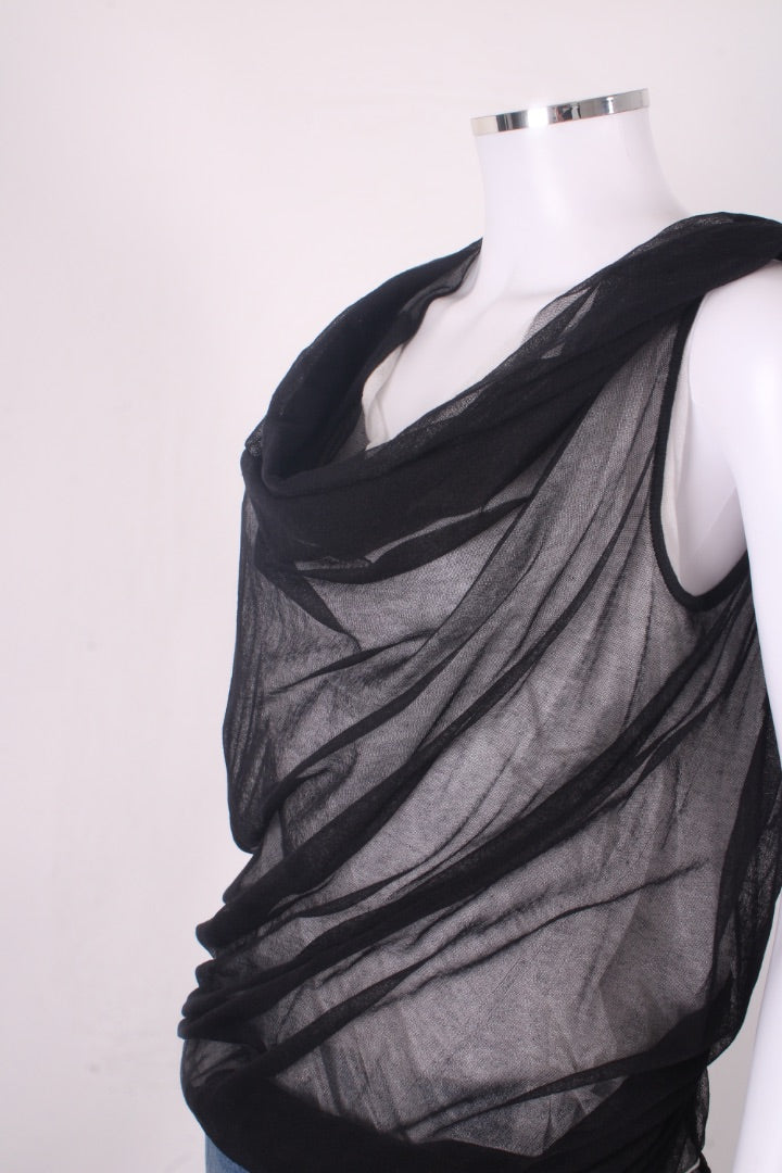 L.V.N Draped Double Layer Top Black & White 14