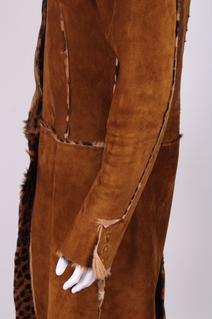 Dolce & Gabbana Leopard Pony Hair Reversible Coat Brown Suede 46