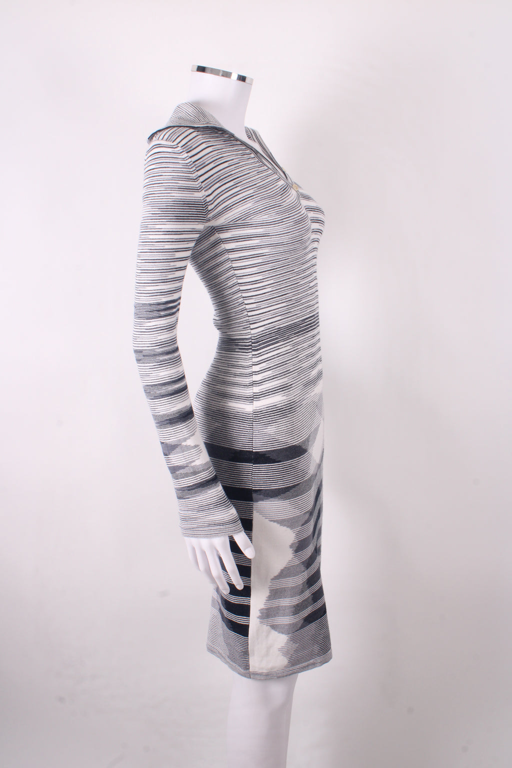 Missoni Sport L/S Stripe Knit Dress White/ Black 8