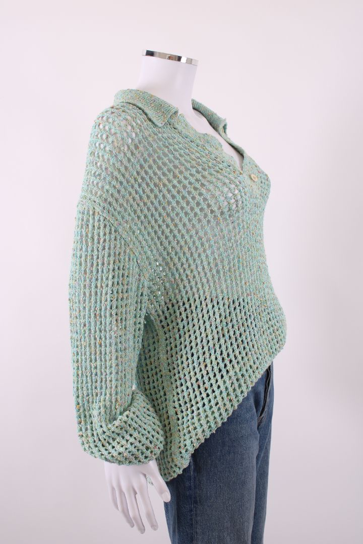 Acne Studios Open Knit Collared Jumper Mint L
