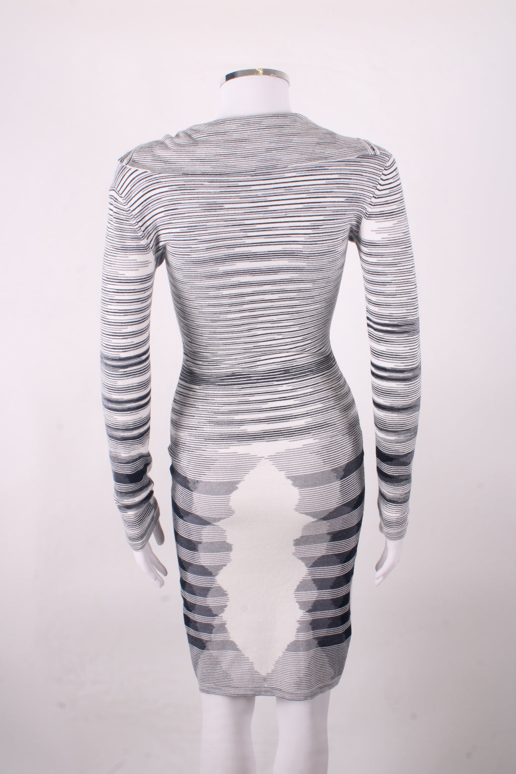 Missoni Sport L/S Stripe Knit Dress White/ Black 8