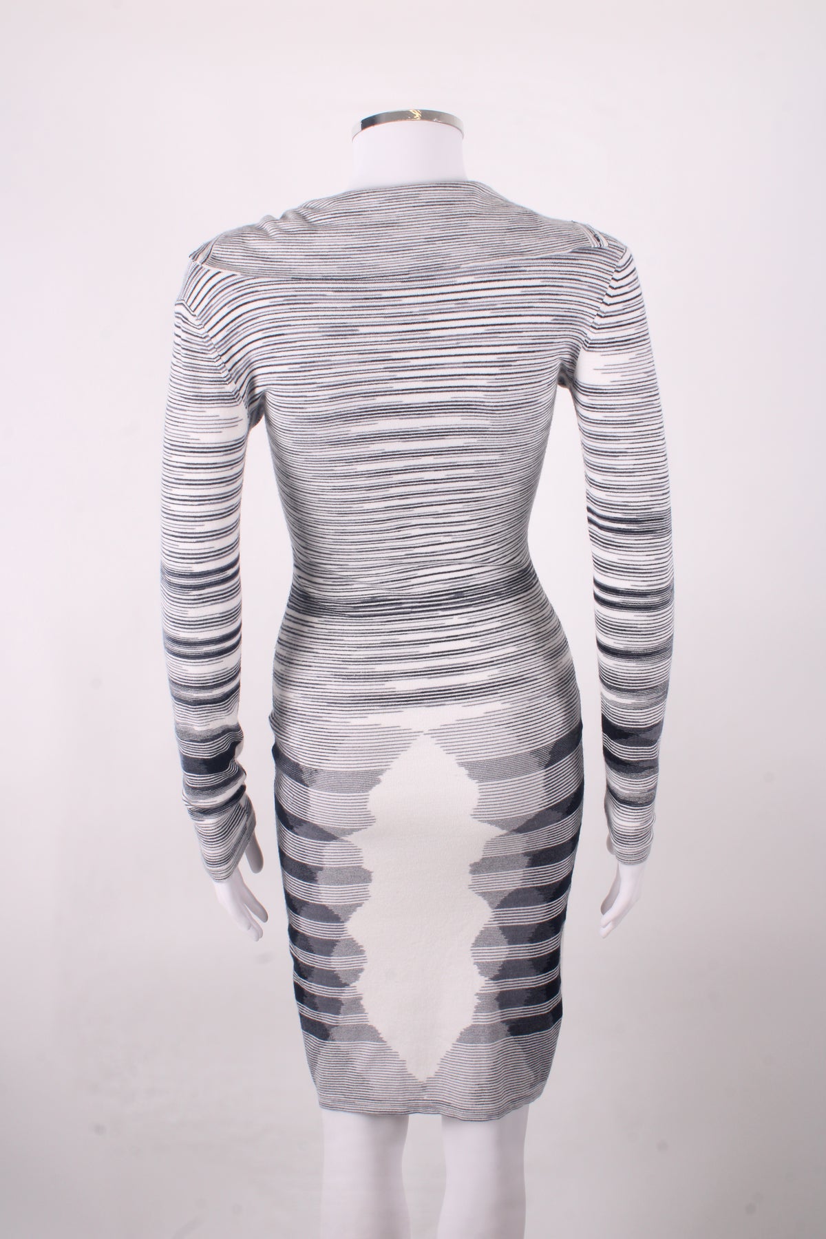Missoni Sport L/S Stripe Knit Dress White/ Black 8