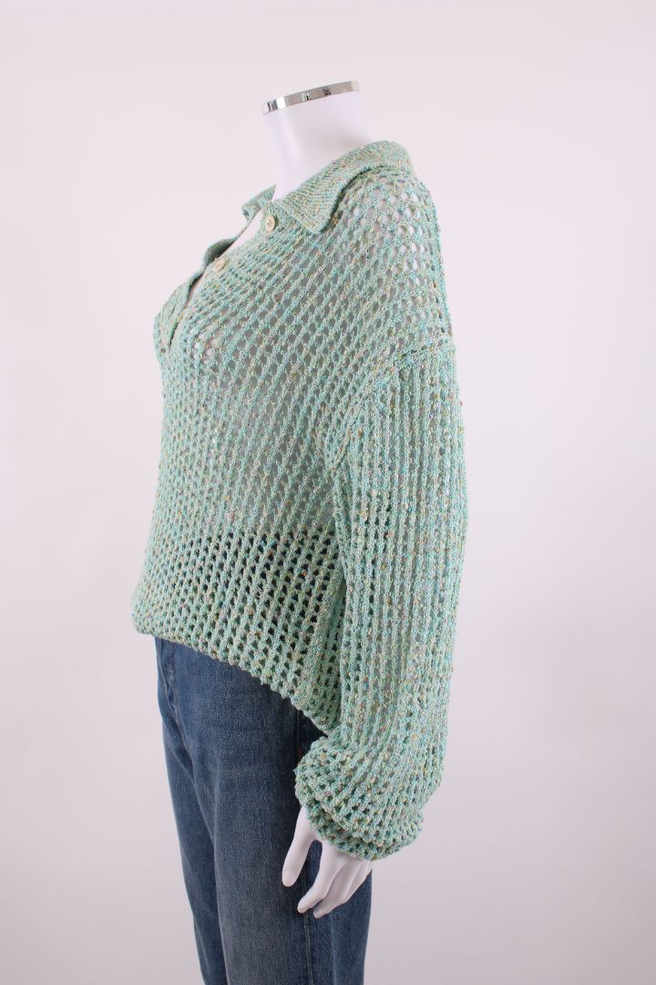 Acne Studios Open Knit Collared Jumper Mint L