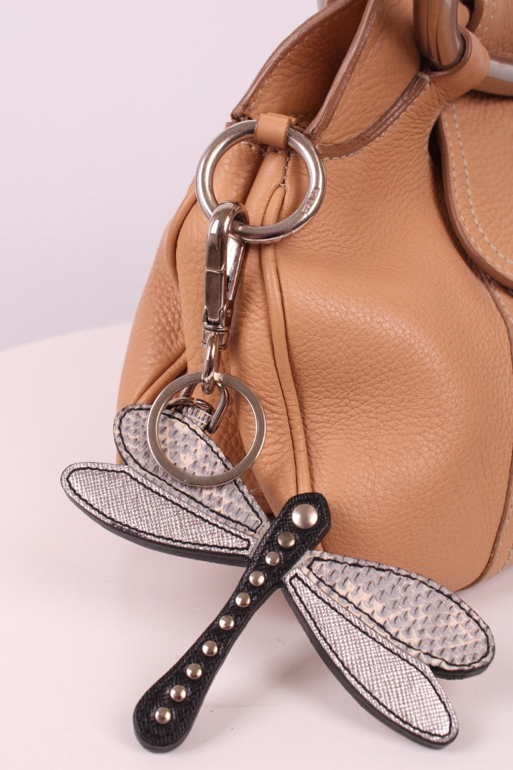 Prada Dragonfly Keychain Beige/ Silver