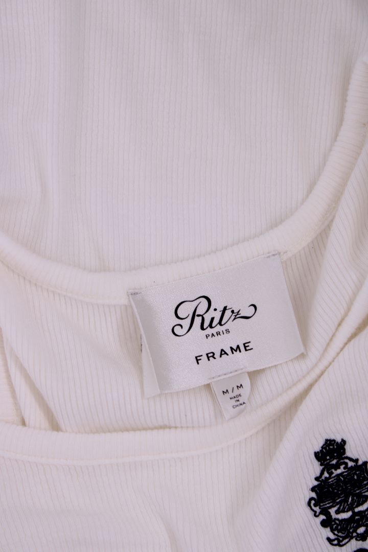 The Ritz X Frame Embroidered Logo Vest White M