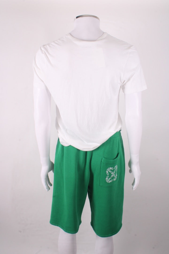 Off White Logo Jogger Shorts Green/ White S