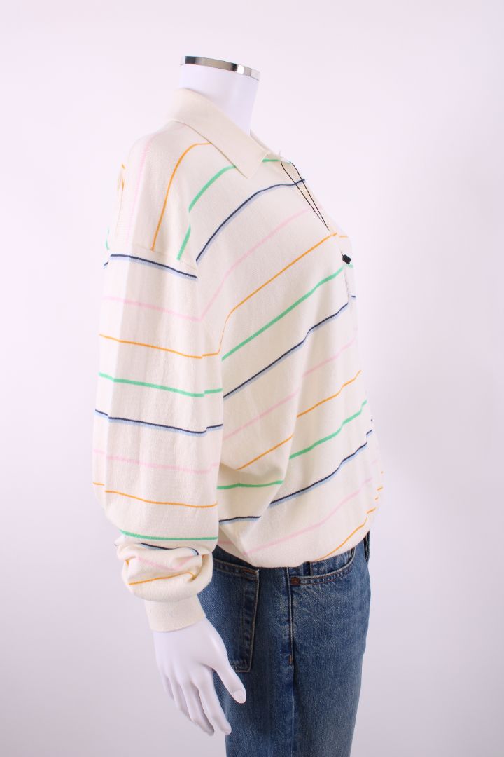 Helsa S/S Stripe Oversized Polo Cream/ Multi Colured S