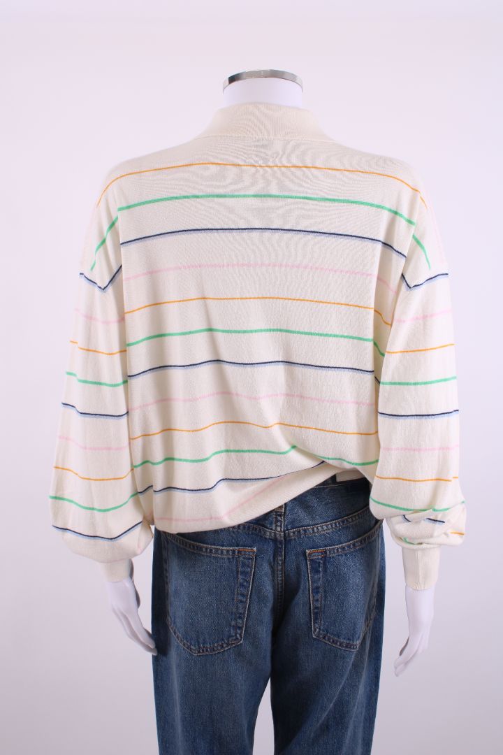 Helsa S/S Stripe Oversized Polo Cream/ Multi Colured S
