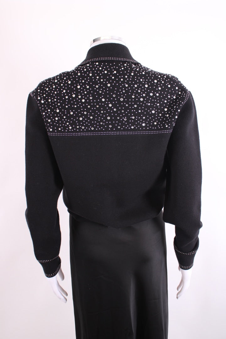 Maje Rhinestone Knitted Jacket Black S