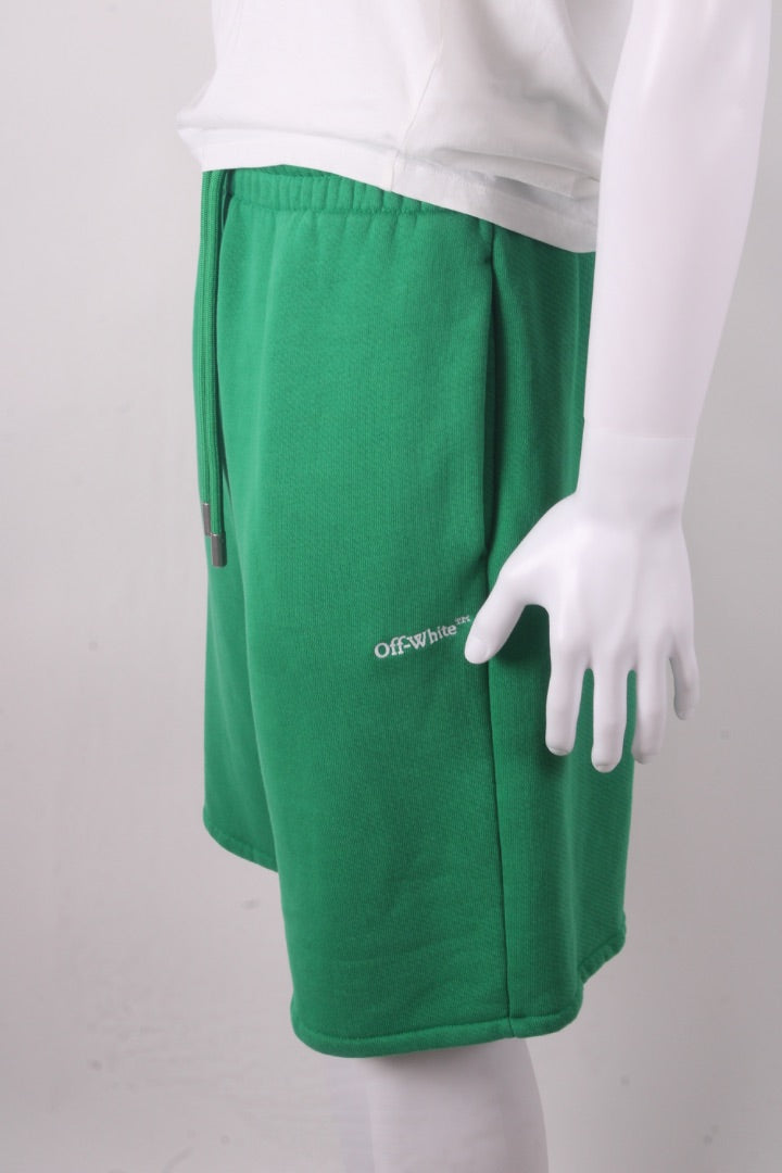 Off White Logo Jogger Shorts Green/ White S