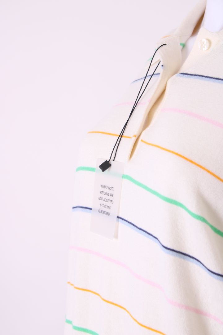 Helsa S/S Stripe Oversized Polo Cream/ Multi Colured S