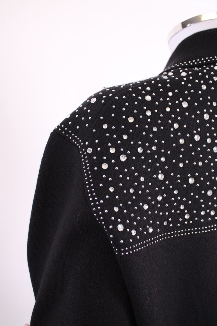 Maje Rhinestone Knitted Jacket Black S