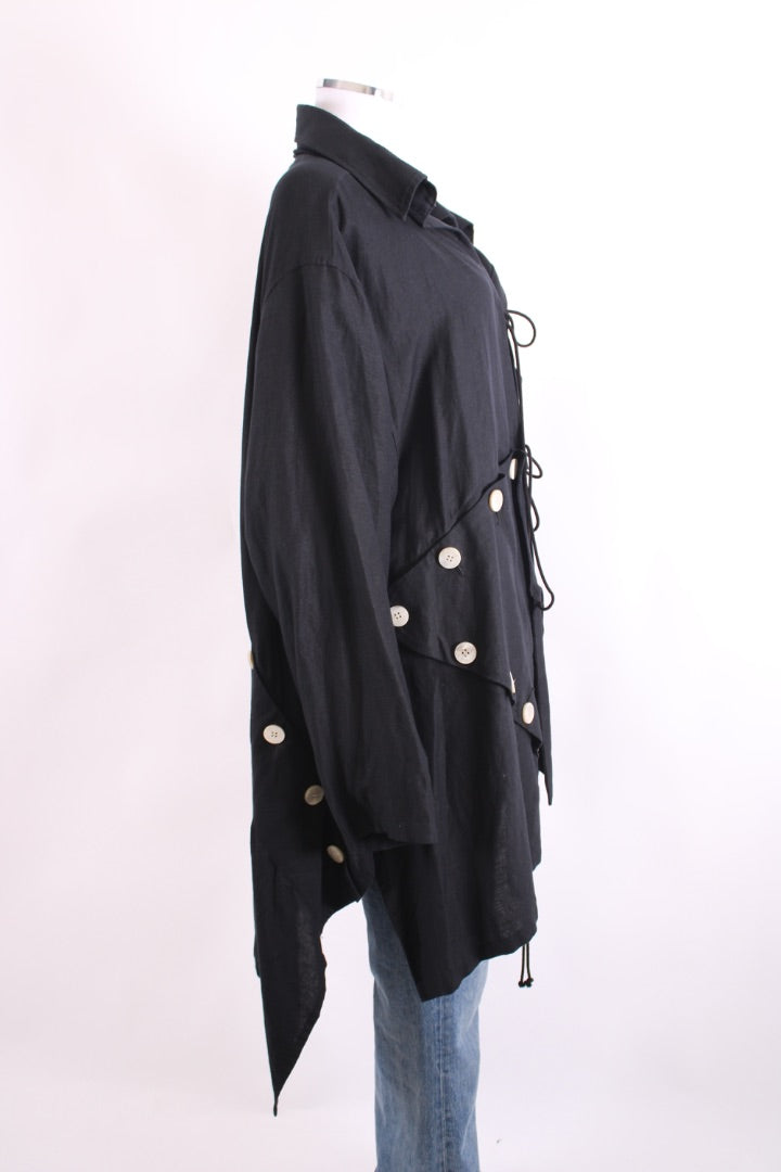 Yohji Yamamoto Asymmetric Button Jacket Black S
