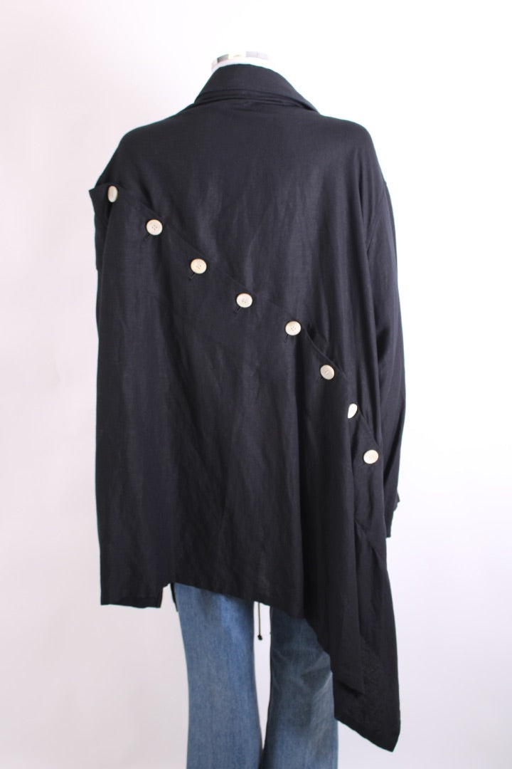 Yohji Yamamoto Asymmetric Button Jacket Black S