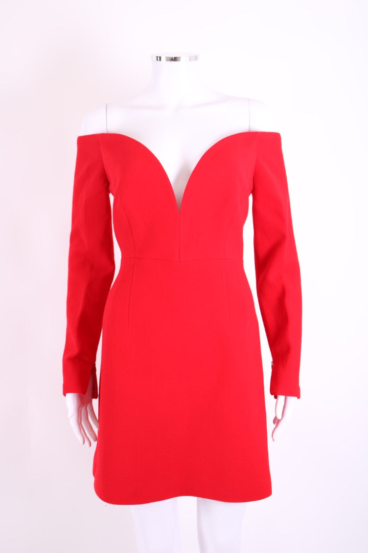 Roland Mouret L/S Off Shoulder Dress Red 12
