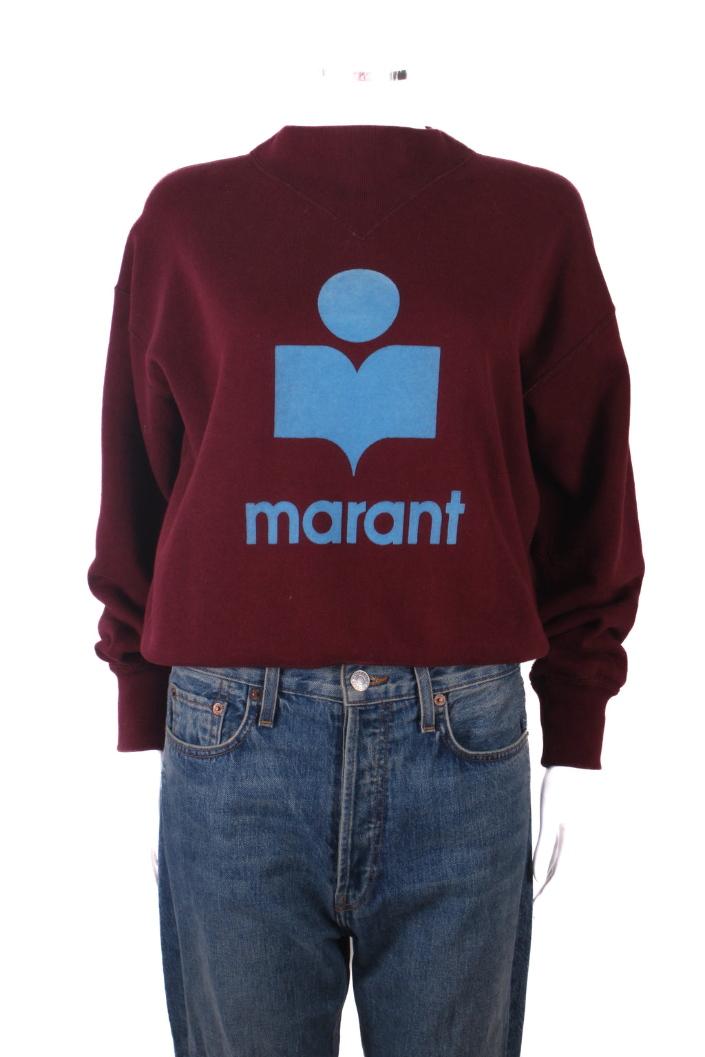 Isabel Marant Etoile Flocked Logo Sweatshirt Burgundy/ Blue 8