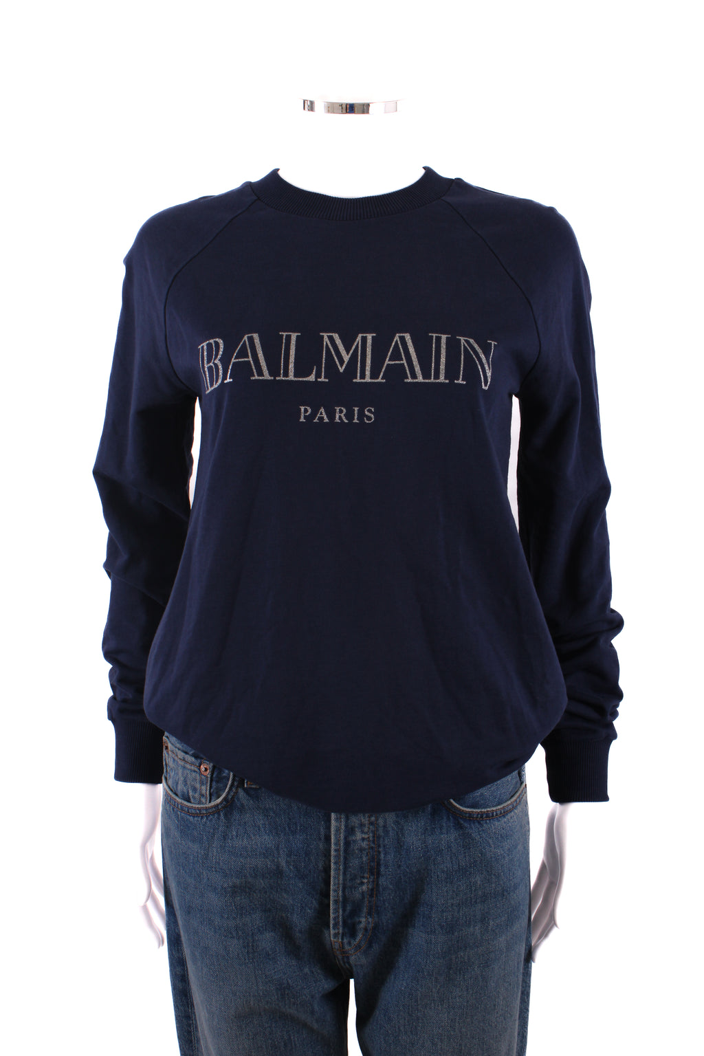 Balmain Logo Sweatshirt Navy 8