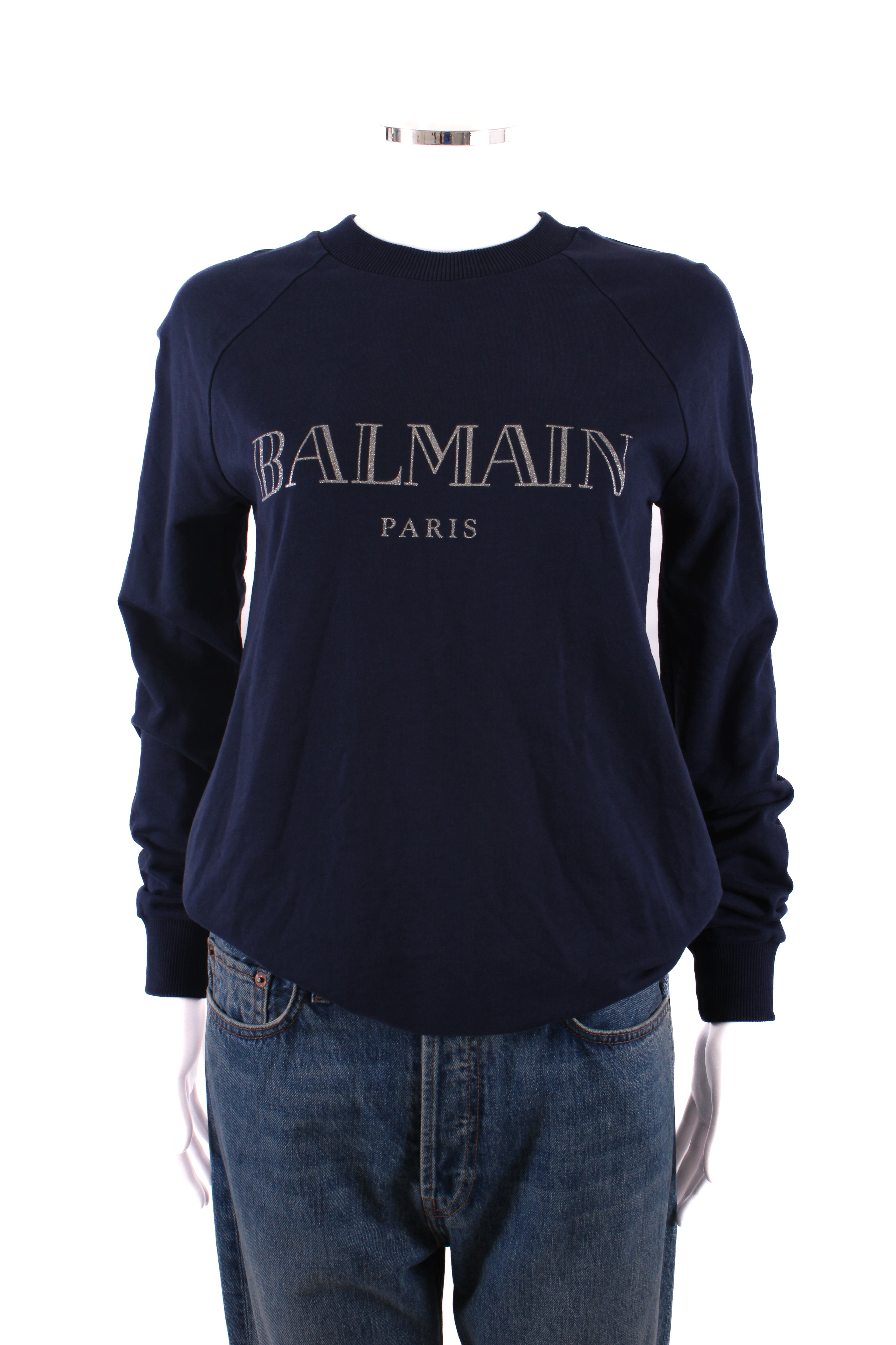 Balmain Logo Sweatshirt Navy 8