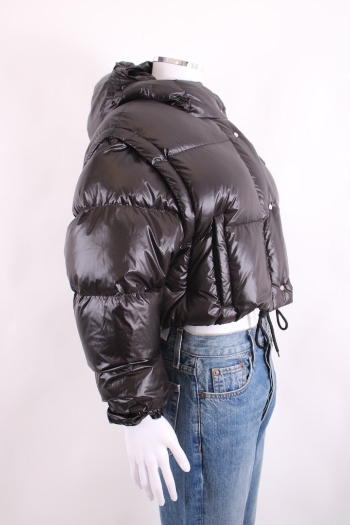 Prada Cropped Convertible Puffer Jacket Black 8