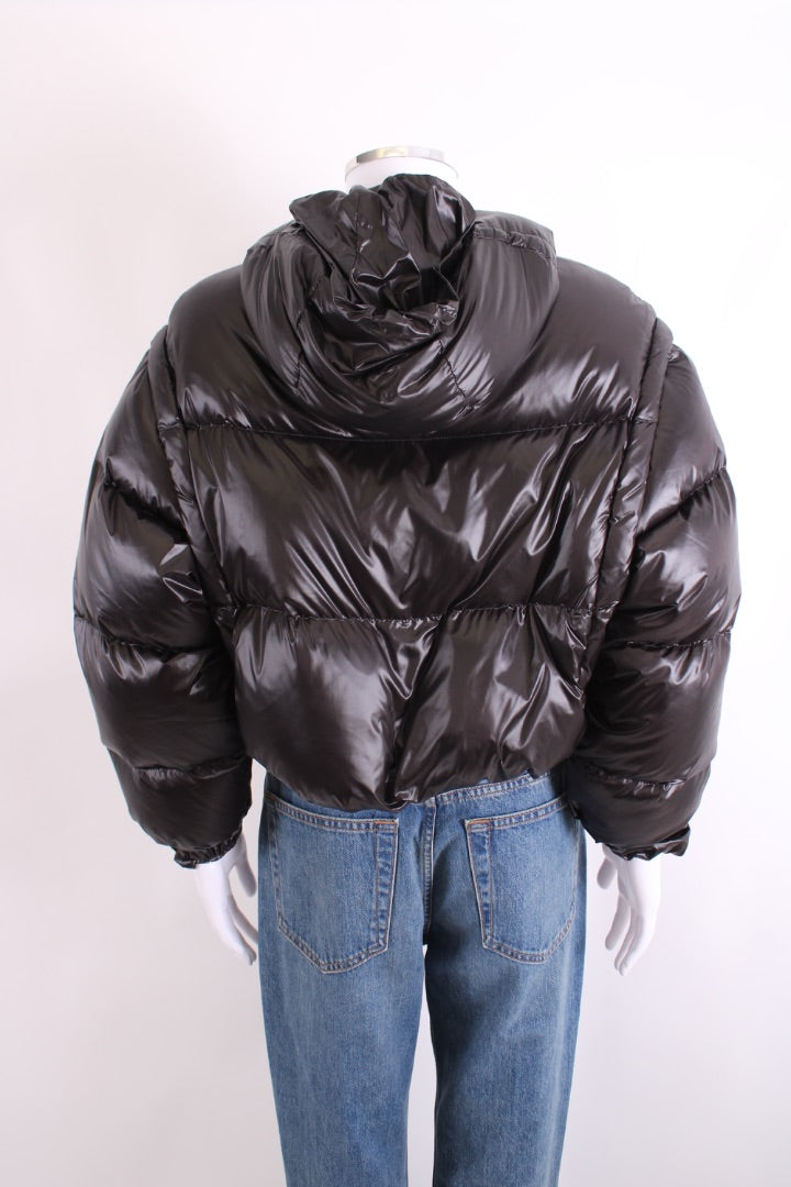 Prada Cropped Convertible Puffer Jacket Black 8