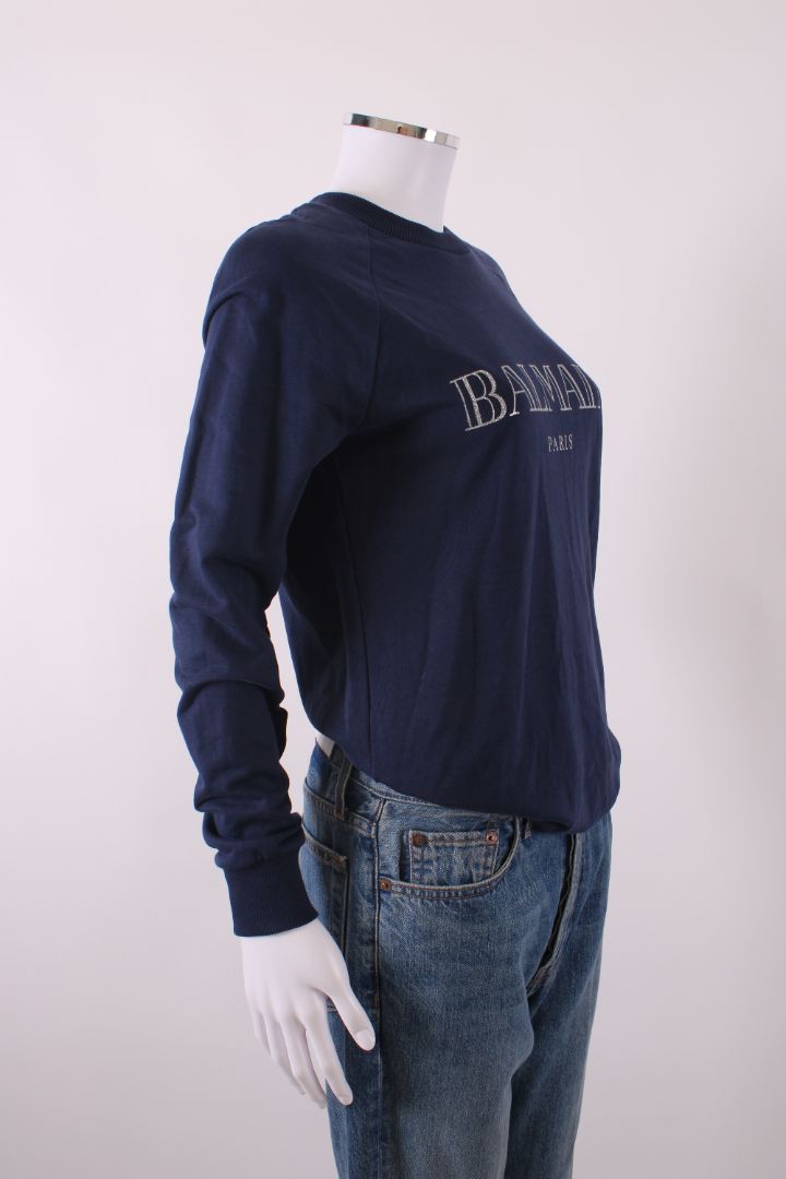 Balmain Logo Sweatshirt Navy 8
