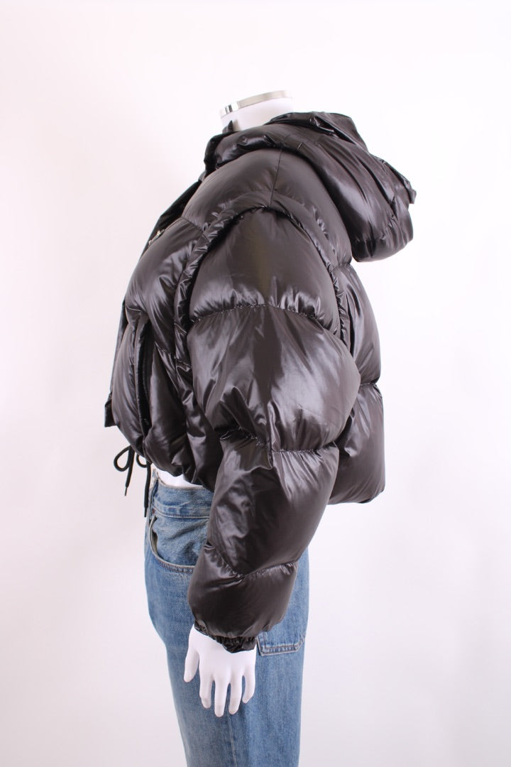 Prada Cropped Convertible Puffer Jacket Black 8