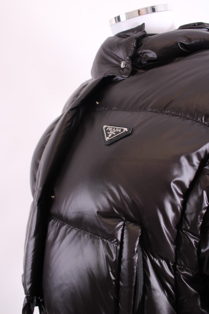 Prada Cropped Convertible Puffer Jacket Black 8