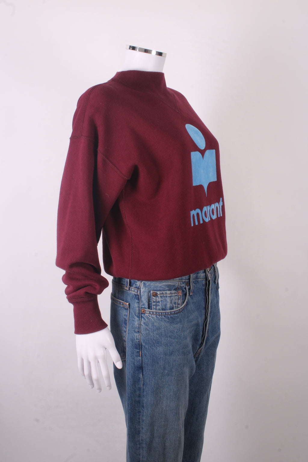 Isabel Marant Etoile Flocked Logo Sweatshirt Burgundy/ Blue 8